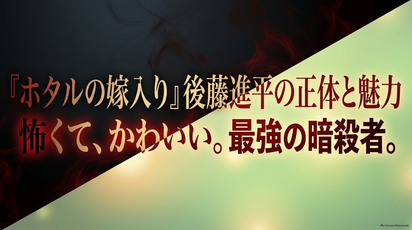 『ホタルの嫁入り』後藤進平の正体と怖い・かわいい・かっこいい魅力を解説するスライド